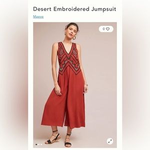 Anthropologie Maeve Desert Embroidered Jumpsuit, Size 0